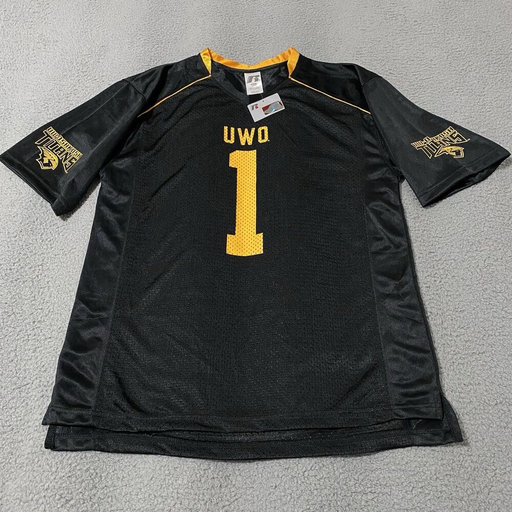 Wisconsin Oshkosh Titans Football Jersey Mens Medium Black Russell Athletics NEW